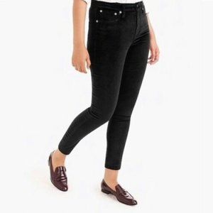 J. Crew Toothpick Velour Pants Black Ankle Length Soft Womens Sz 32